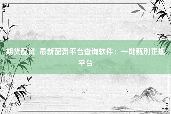 期货配资  最新配资平台查询软件：一键甄别正规平台