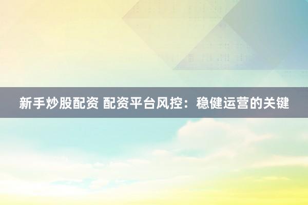 新手炒股配资 配资平台风控：稳健运营的关键