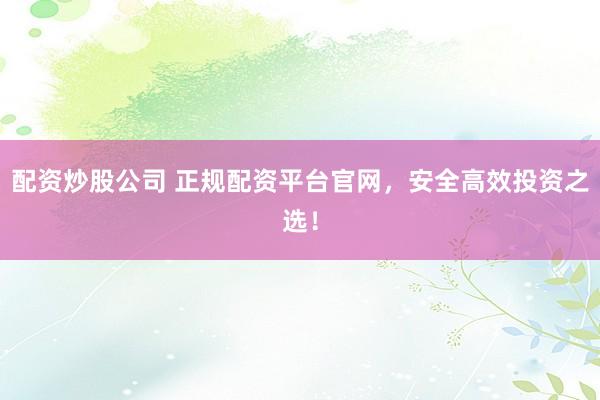 配资炒股公司 正规配资平台官网，安全高效投资之选！