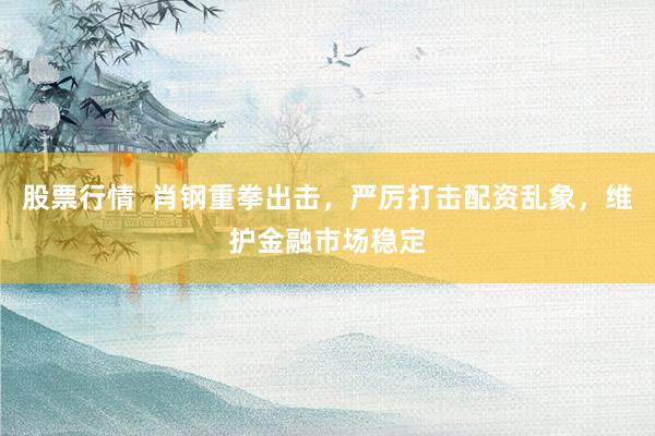 股票行情  肖钢重拳出击，严厉打击配资乱象，维护金融市场稳定