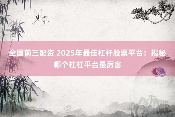 全国前三配资 2025年最佳杠杆股票平台：揭秘哪个杠杠平台最厉害