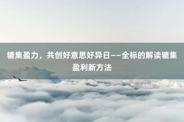 辘集盈力，共创好意思好异日——全标的解读辘集盈利新方法