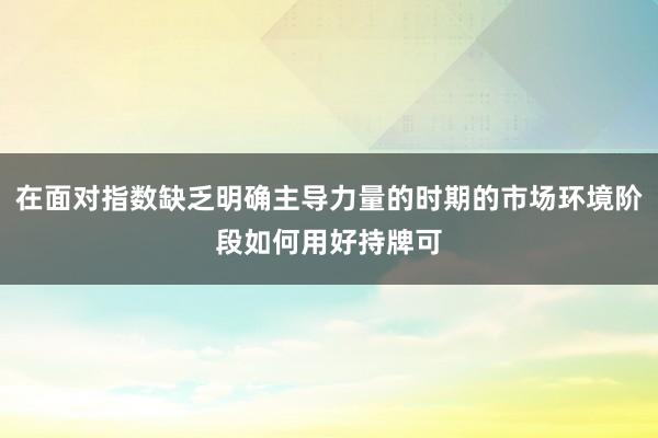 在面对指数缺乏明确主导力量的时期的市场环境阶段如何用好持牌可