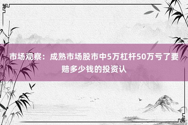 市场观察：成熟市场股市中5万杠杆50万亏了要赔多少钱的投资认