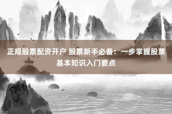 正规股票配资开户 股票新手必备：一步掌握股票基本知识入门要点