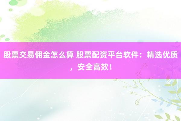 股票交易佣金怎么算 股票配资平台软件：精选优质，安全高效！