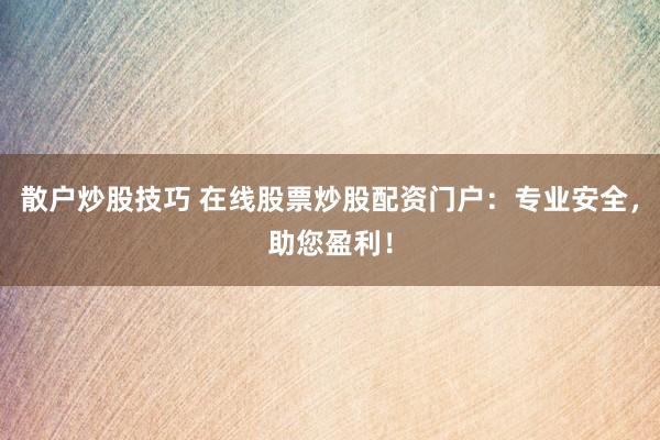 散户炒股技巧 在线股票炒股配资门户：专业安全，助您盈利！